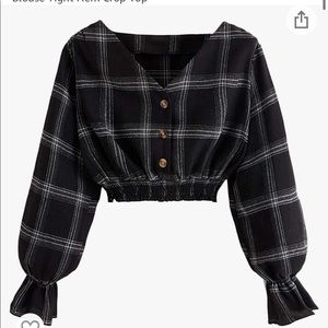 Black plaid crop top